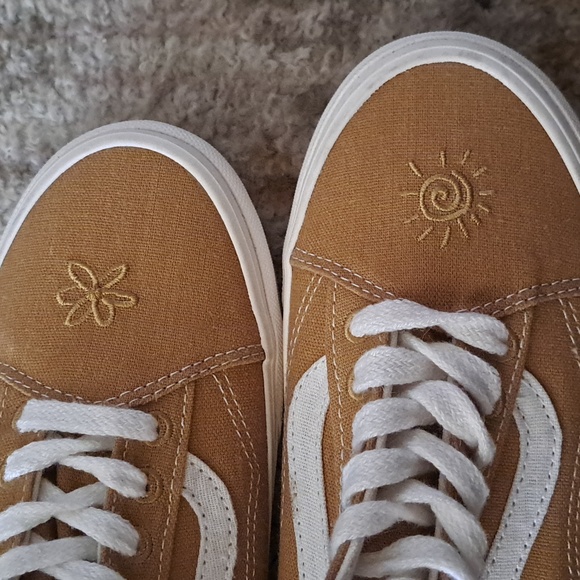 Mustard Color Canvas Sneakers with White Laces - Picture 2 of 5